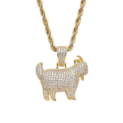 Dripking gold GOAT necklace, diamond jewelry