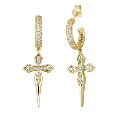 Dripking Cross Earrings Pointy Gold
