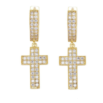 Dripking Cross Earrings Gold