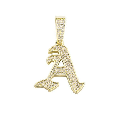 Dripking Old English Letter Necklace Gold Letter A