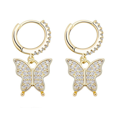 Butterfly Earrings. Gold.